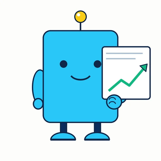 Offerly, a cyan bot holding an offer letter with a green upward arrow