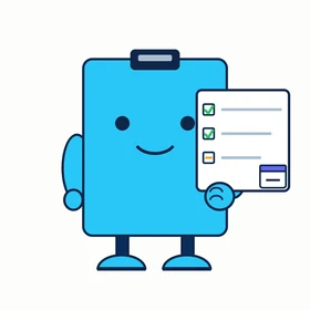 Recaply, a cyan clipboard bot holding a checklist with a calendar badge